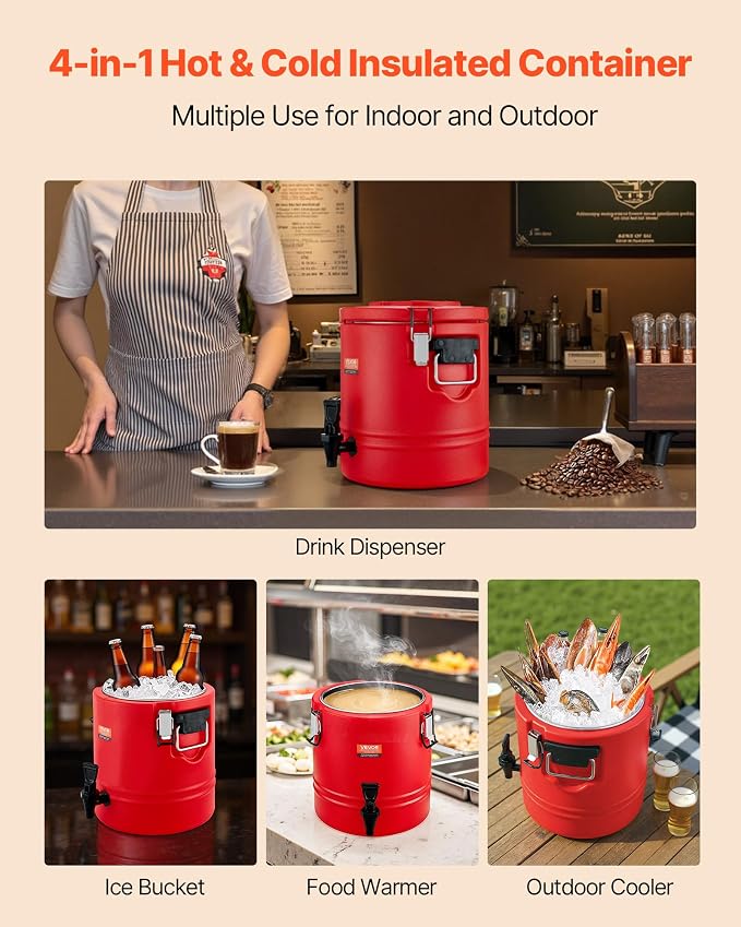 VEVOR Insulated Beverage Dispenser, 3 Gal/11.4L Thermal Hot and Cold Drink - Image 5