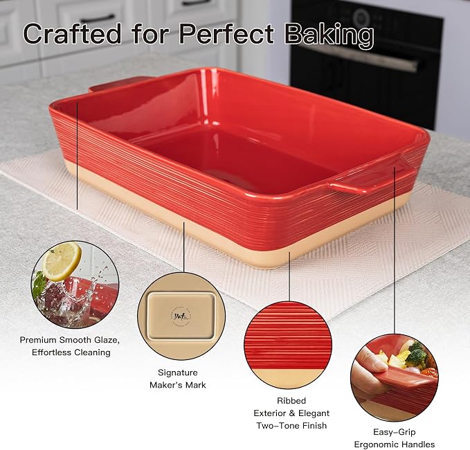 Dafuceramic Casserole Dish for Oven, 4.2 QT Baking Dish, 9x13 Large Porcelain - Image 5