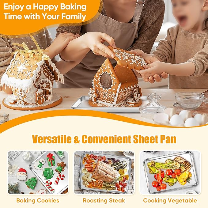 Homikit 1 Pack Quarter Sheet Pan, 9x13 Inches Stainless Steel Cookie Sheets - Image 8