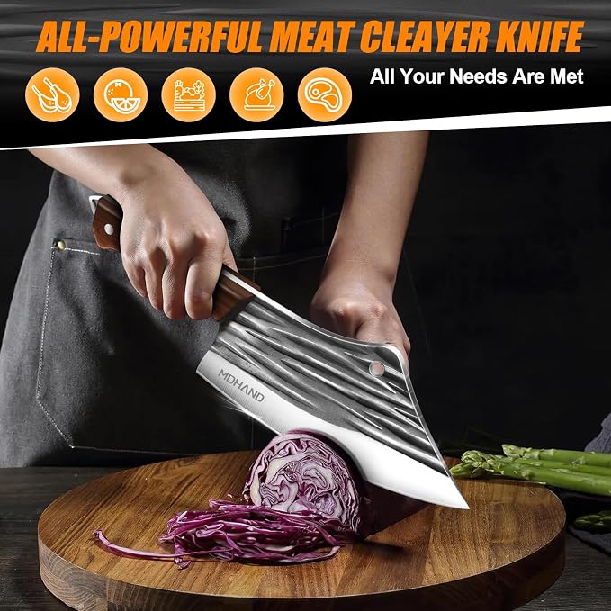 MDHAND Butcher Knife Set, Heavy Duty Meat Cleaver Knives, Boning Knife - Image 6