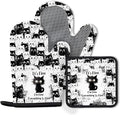 Black Cat Oven Mitts and Pot Holders Sets 3PCS, Cat Silicone Heat Resistant by Unknown