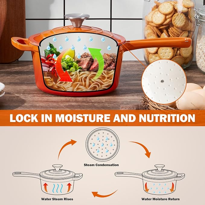 Homikit Small Cast Iron Pot, 1 QT Enameled Cast Iron Sauce Pan - Image 5