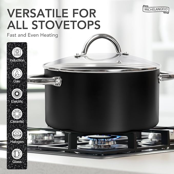 MICHELANGELO Stock Pot with Lid, Nonstick Cooking Pot, 6 Quart Soup Pot with Lid - Image 2
