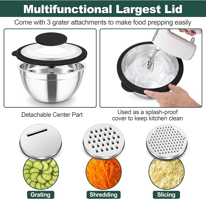 TeamFar Mixing Bowls, Stainless Steel Salad Serving Bowl - Image 4