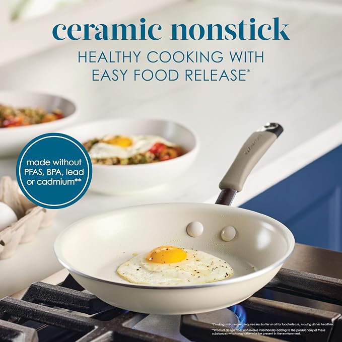 Rachael Ray Cucina Ceramic Nonstick Frying Pan/Skillet, 8.5 Inch Non Stick Open - Image 3