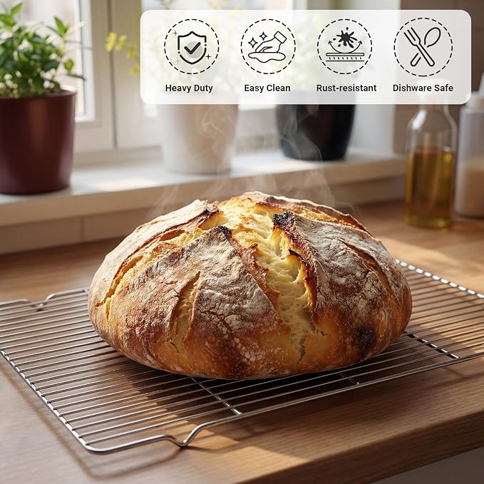 Lounsweer 2 Pack Cooling Racks, 10L x 18W x 1H Stainless Steel Wire Rack - Image 4