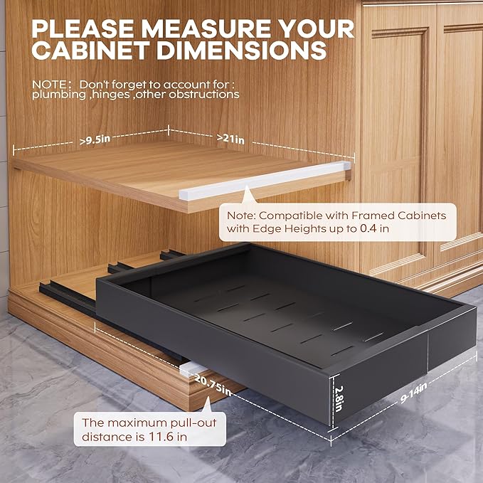 Seinloes 4 Pack Expandable Width Pull Out Cabinet Organizer 21" Deep - Image 4