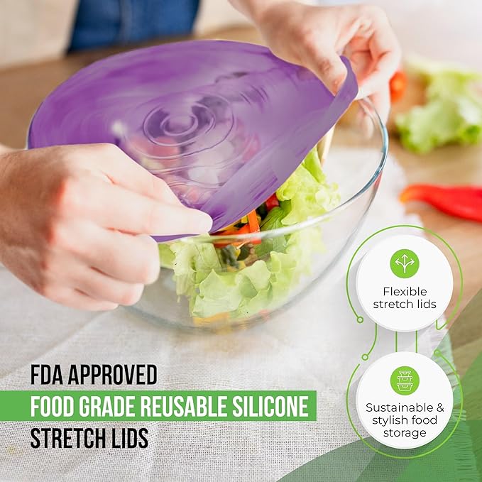 Reusable Silicone Stretch Lids for Food Storage in Fridge - Image 4