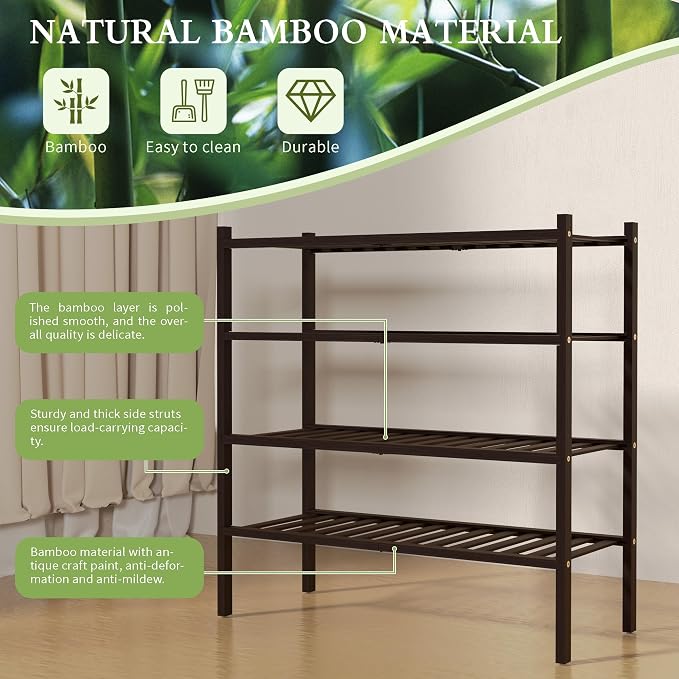 ROMGUAR CRAFT 4 Tier Bamboo Shoe Rack - Image 6