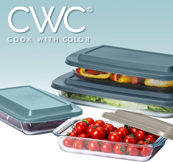 COOK WITH COLOR 8-Piece Deep Glass Baking Dish Set with Plastic Lids – - Image 9