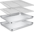P&P CHEF 16 Inch Baking Sheet and Rack Set, Stainless Steel Cookie Sheets Oven by PPCHEF
