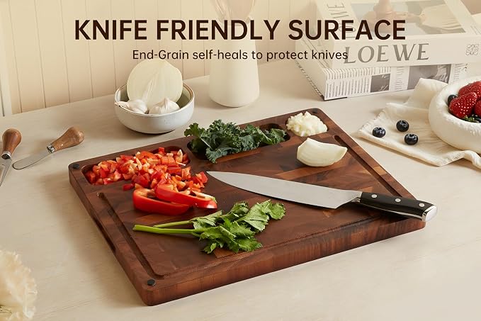 Walnut Cutting Boards for Kitchen, End Grain Wooden Cutting Board Double Sided - Image 6