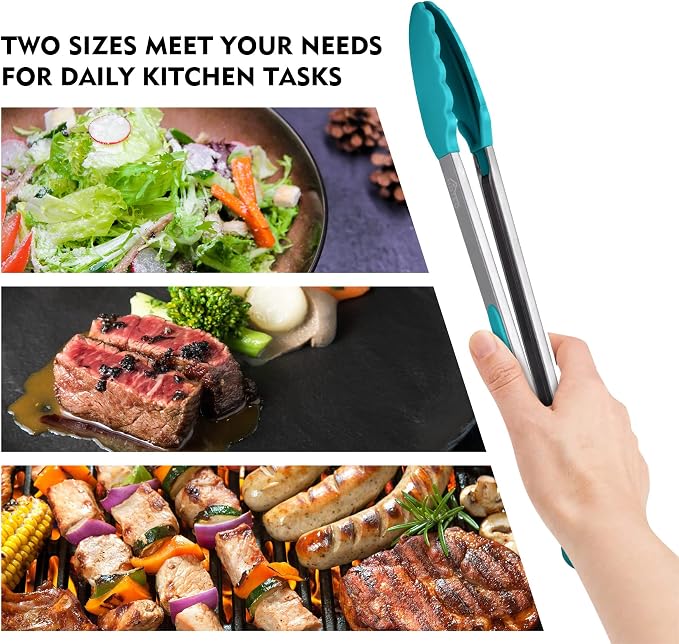HOTEC Premium Stainless Steel Locking Kitchen Tongs - Image 5