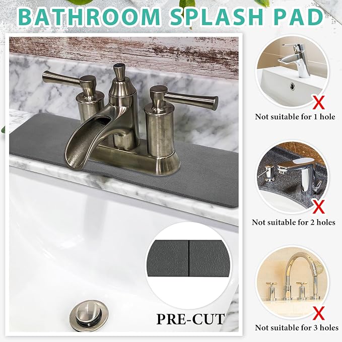 Tioncy 2 Pcs Faucet Mat Sink Splash Guard Oval-hole Oval Splash Pad - Image 3