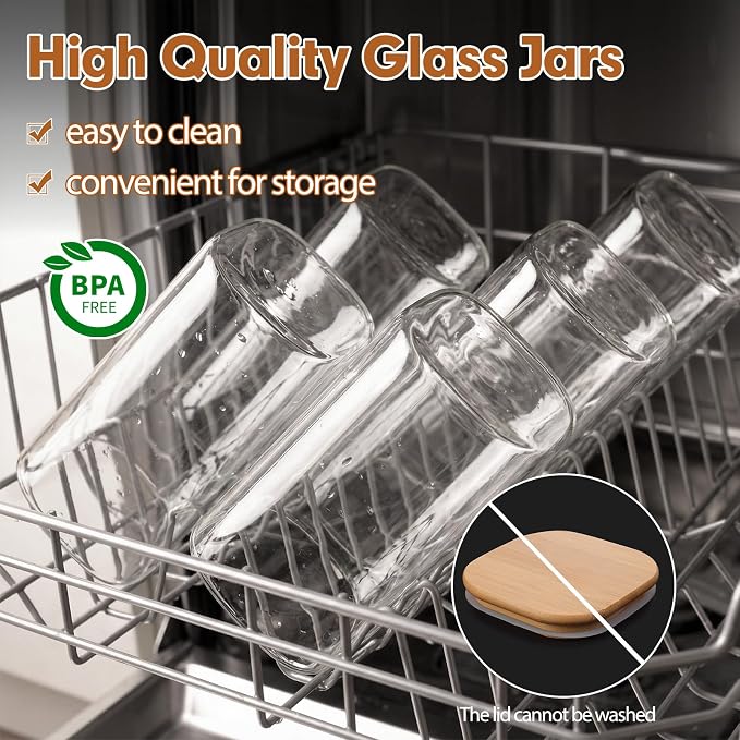 Moretoes 6 Pack 1.2qt Square Glass Storage Containers - Image 4