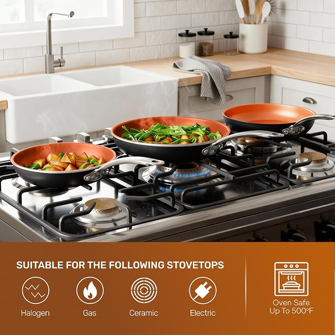 GOTHAM STEEL 15 Pc Ceramic Cookware Set, Ceramic Pots and Pans Set Non Stick - Image 7