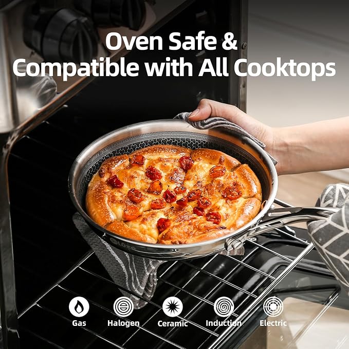 Deluxe 13 Piece Hybrid Ceramic Nonstick Stainless Steel Cookware Set-5 Piece - Image 9
