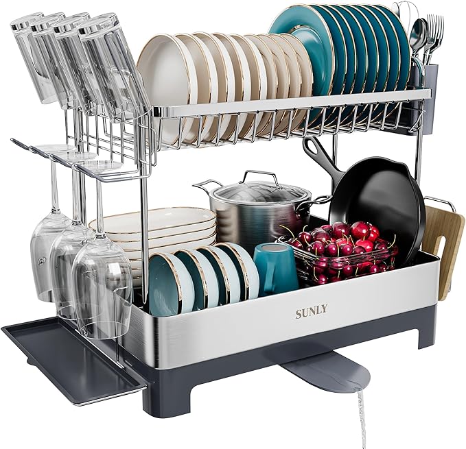 SUNLY Large Dish Drying Rack, 304 Stainless, Extra Large Drain Board by SUNLYHOME