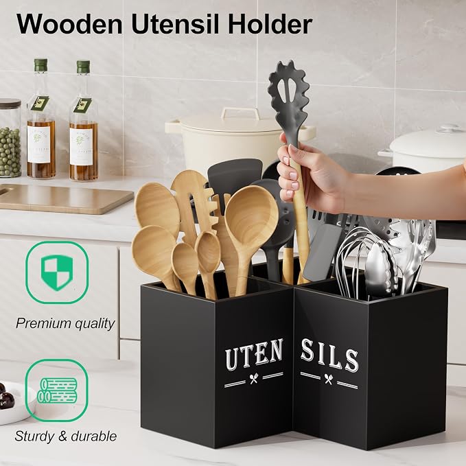 ZUJJAFY Utensil Holder for Kitchen Counter, Corner Kitchen Utensil Holder for - Image 4