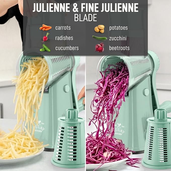 Zulay Kitchen Rotary Cheese Grater 5 Blade Cheese Shredder - Image 6