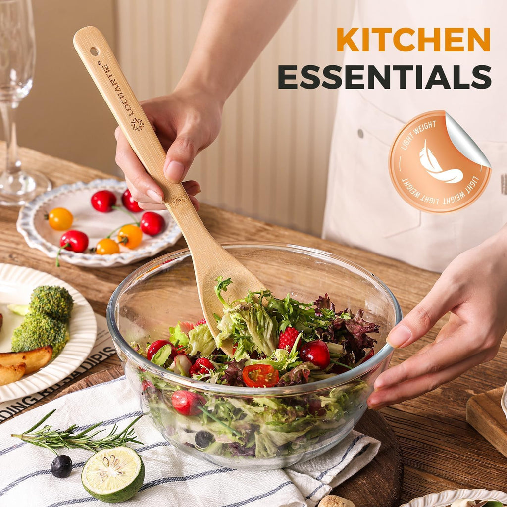 Wooden Spoons for Cooking Bamboo Utensils Set (6 Pieces) - Essential
