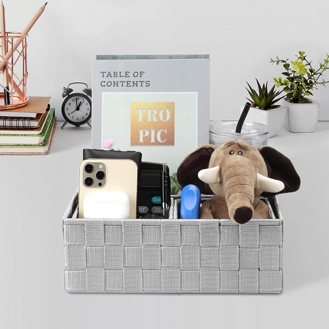 Posprica Drawer Organizer Bins, Woven Strap Storage Box Cube Basket Containers - Image 7