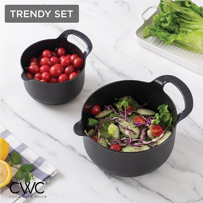 COOK WITH COLOR Nesting Plastic Mixing Bowl Set with Pour Spouts and Handles - Image 7