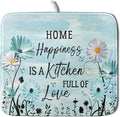Blue Daisy Dish Drying Mat 16x18 Inch Love Kitchen Absorbent Microfiber by Giwawa