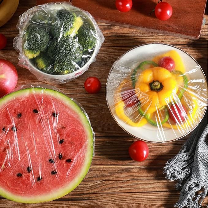 300PCS Plastic Elastic Bowl Covers Reusable, Food Storage Covers - Image 5