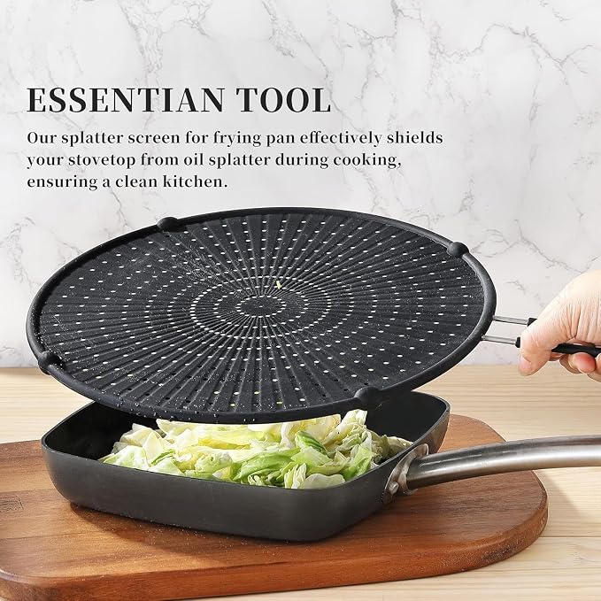 Silicone Splatter Screen for Frying Pan, 13inch Grease Splatter Guard, - Image 4