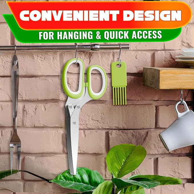 Herb Scissors with 5 Blades and Cover – Stainless Steel Herb Cutter with - Image 8