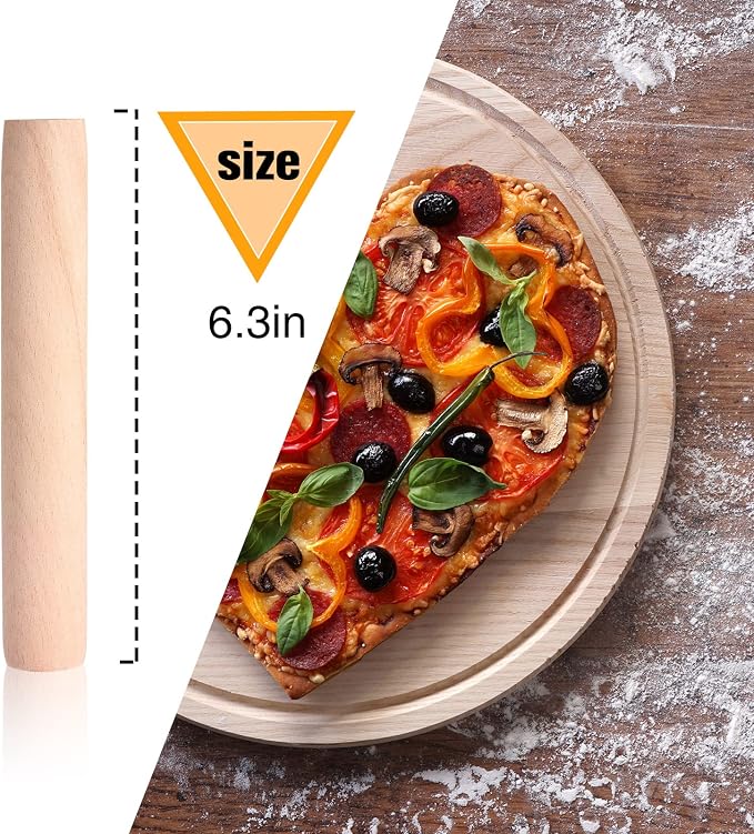 Patelai 10 Pieces Small Wooden Rolling Pin, Dumpling Dough Roller Wooden Mini - Image 3