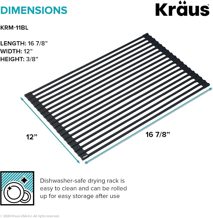 Kraus Multipurpose Workstation Sink Roll-Up Dish Drying Rack, Colander and - Image 5