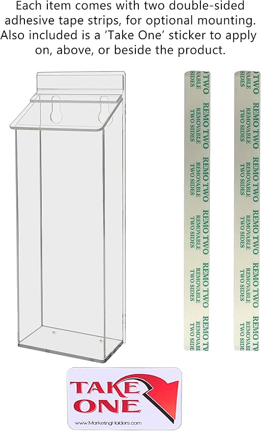 Outdoor Brochure Holder Holds 4" x 9" Advertising Trifolds Clear Acrylic Wall - Image 3