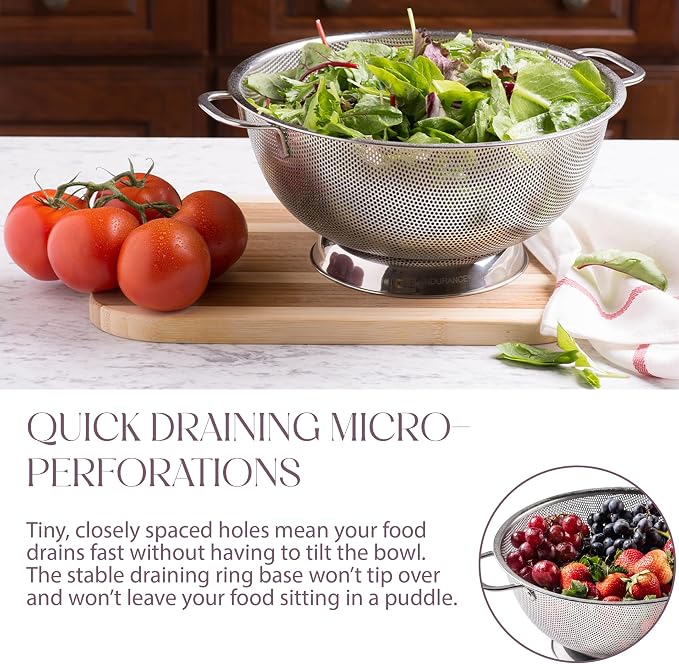 Bellemain Micro-perforated Stainless Steel Colander-Dishwasher Safe - Image 2
