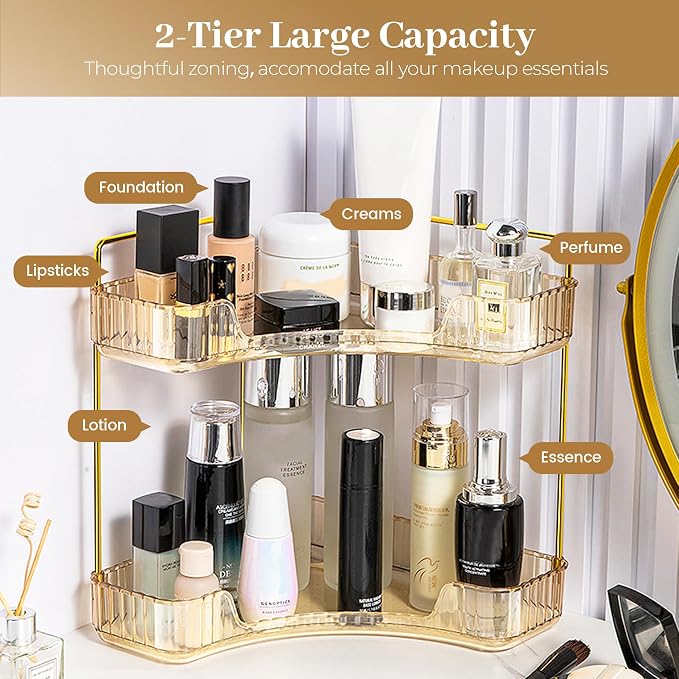 Aveniee Corner Bathroom Counter Organizer, Bathroom Countertop Shelf Makeup - Image 2