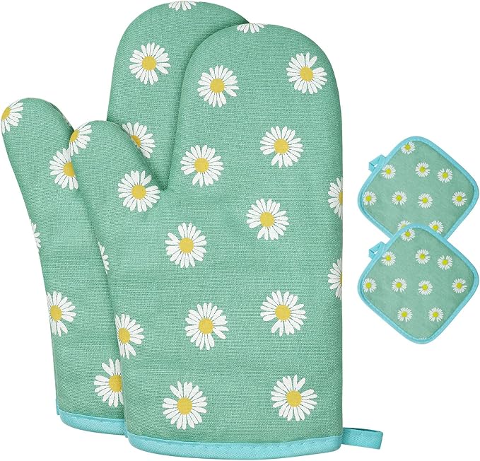AUAUY Oven Mitts and Potholders, BBQ Gloves Heat Resistant, 1 Pair Oven Mitts by AUAUY