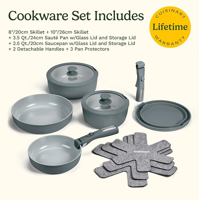 Cuisinart 13-Pc, ClickSmart Nonstick Detachable Handle Ceramic Cookware - Image 10