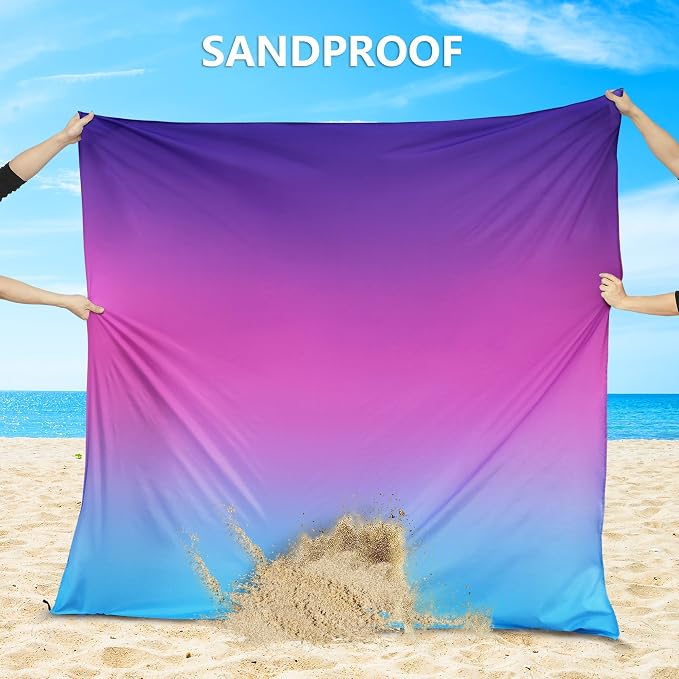 WIWIGO Beach Blanket Waterproof Sandproof Beach Mat 79" X 83"/10'x9'for 2-8 - Image 4