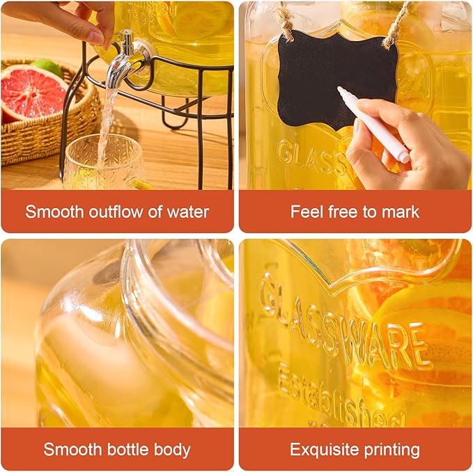 2 Gallon Glass Drink Dispensers - Image 3