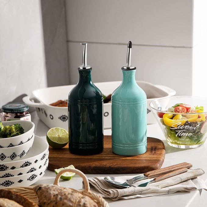 Sweejar Ceramic Olive Oil Dispenser Bottle, Opaque Oil Cruet Protects to Reduce - Image 5