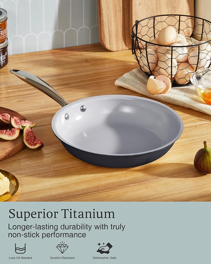 KITEXPERT Non Stick Frying Pans, Titanium Ceramic Skillet Set - Image 3