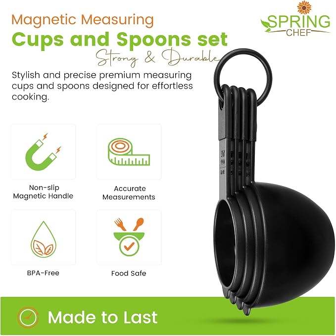 Spring Chef Magnetic Measuring Cups and Spoons Set of 9, Nesting Kitchen Tool - Image 4