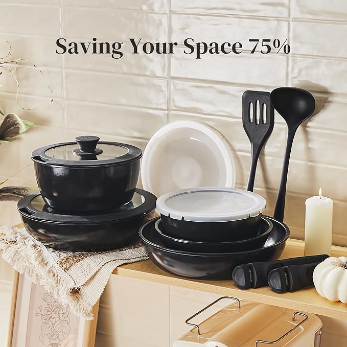 Redchef 16pcs Ceramic Pots and Pans Set Non Stick, Nonstick Kitchen Cookware Set - Image 5