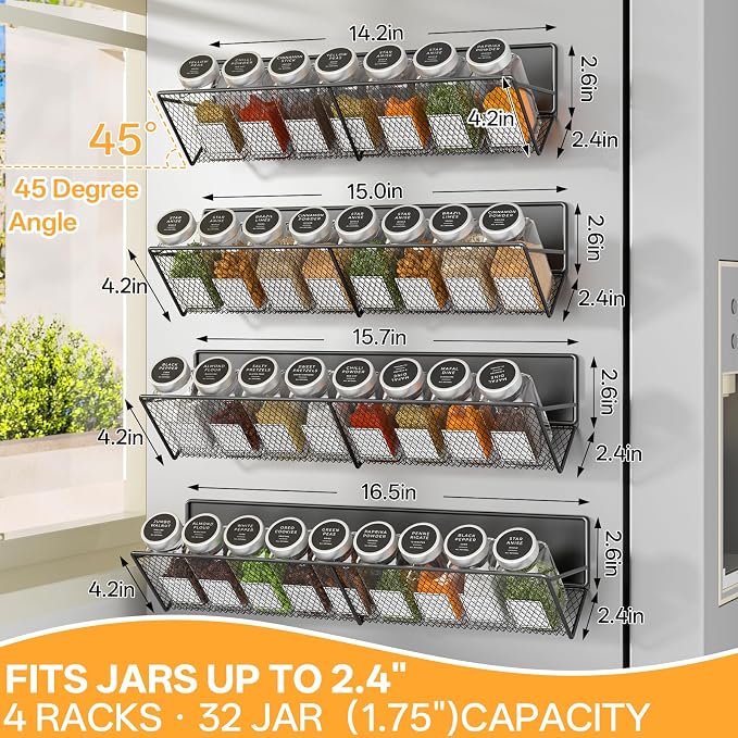 DTUQYX Magnetic Spice Rack for Refrigerator 4 Pack, Extra Long Strong Magnetic - Image 2