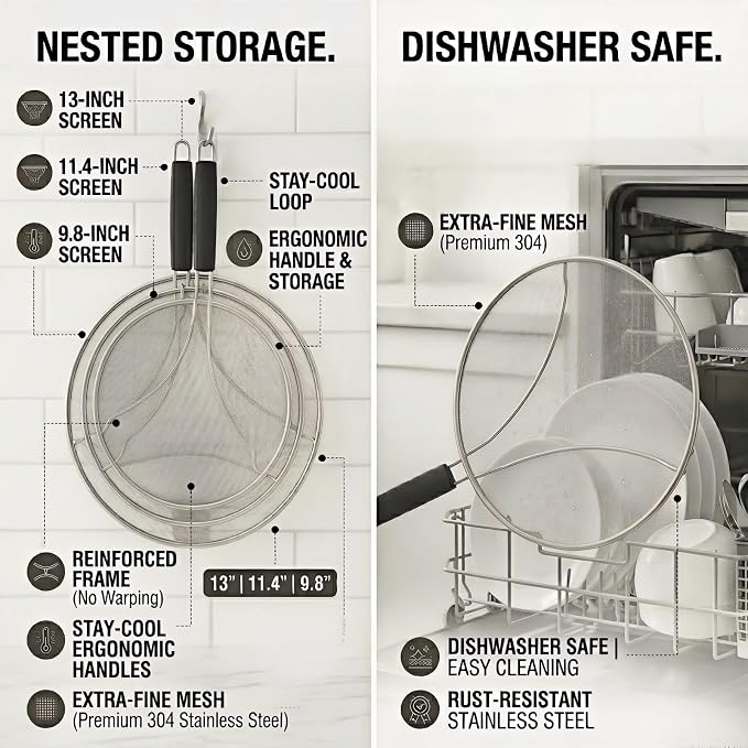 Splatter Screen for Frying Pan 3-Piece Set - Image 7