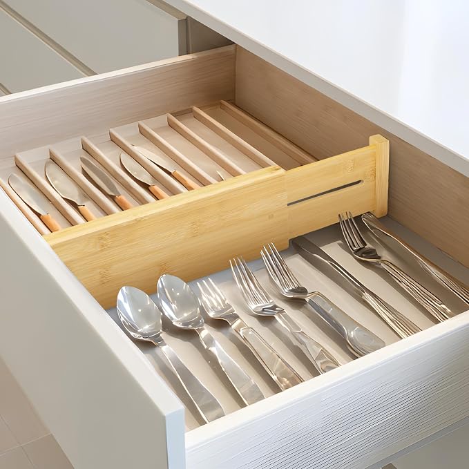 VaeFae 3 Pack Bamboo Drawer Dividers, Expandable Separators - Image 6
