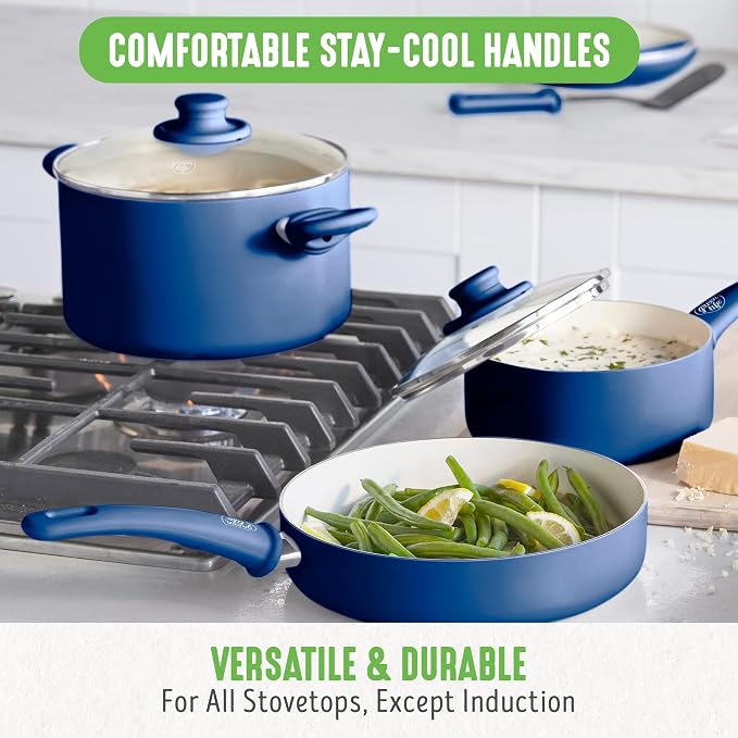 GreenLife Soft Grip 23 Piece Kitchen Cookware Pots and Frying Saucepans Set - Image 6