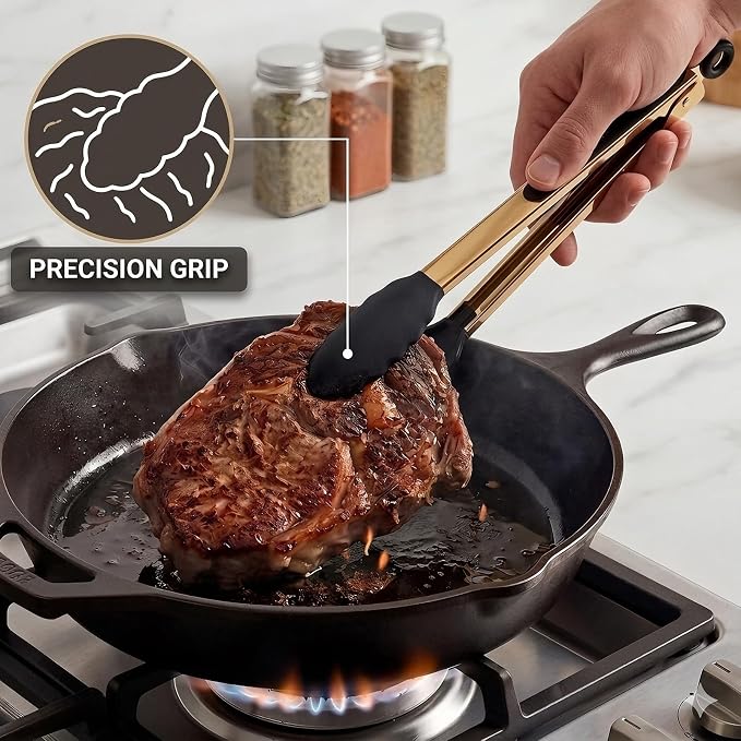 Professional Gold Kitchen Tongs - Image 4