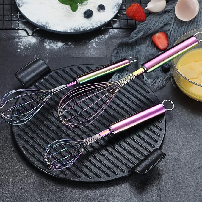 Berglander Rainbow Whisk Pack of 3 Stainless Steel 8", Titianium Plating - Image 5